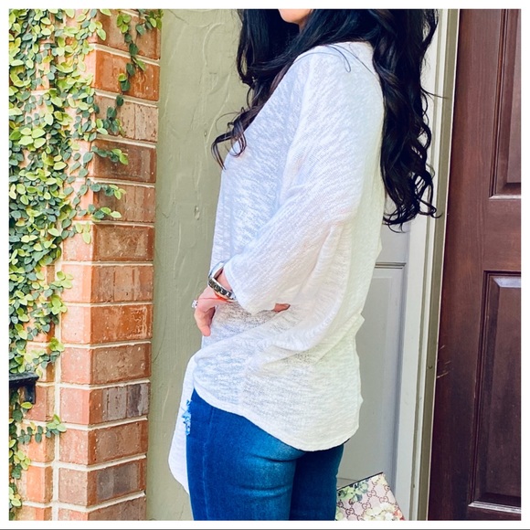 White tie front dolman sleeves loose fit tunic - Picture 4 of 8